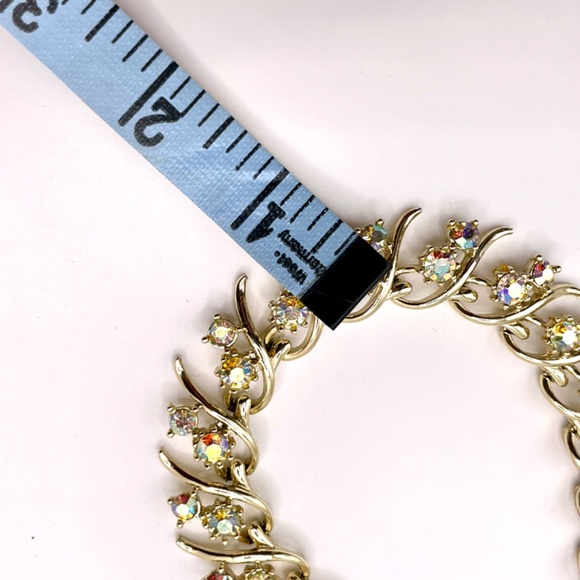 Vintage AB Rhinestone Demi Paure Necklace Bracelet Set - Picture 5 of 13